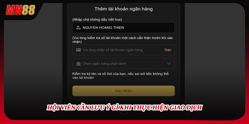 Hội viên cần lưu ý gì khi thực hiện giao dịch
